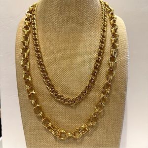 Vintage JOAN RIVERS Necklace- Double Strand Gold Tone Snake Chain Convertible
